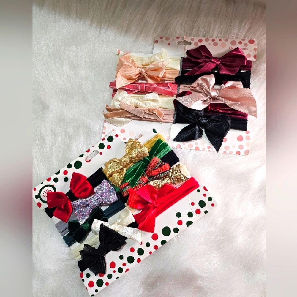 Little Me New baby headbands lot of 2 packs, holidays, christmas headbands